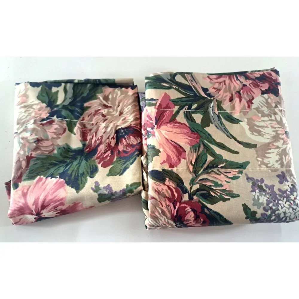 NEW Vintage Swag Curtain & Valance Set Pink Floral Cottage Country 120x36